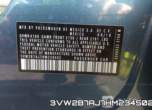 3VW2B7AJ7HM234502 фото 10