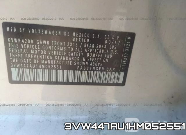 3VW447AU1HM052551 фото 10