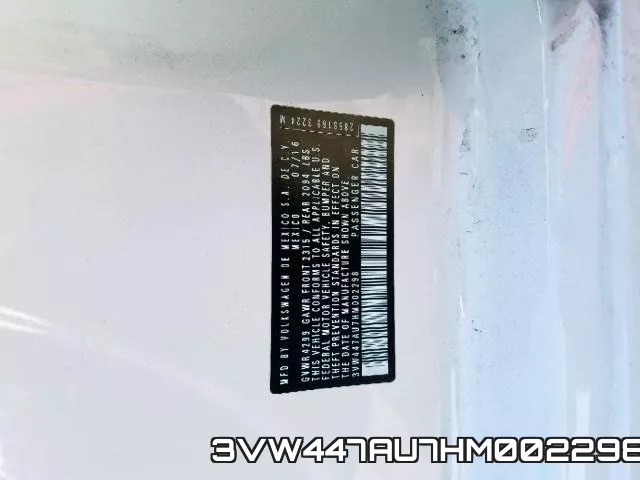 3VW447AU7HM002298 фото 2