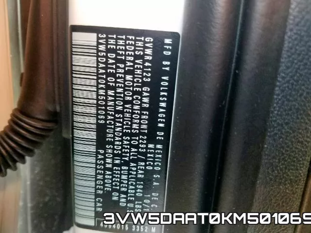 3VW5DAAT0KM501069 фото 2