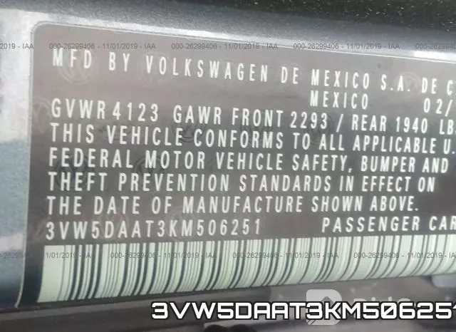 3VW5DAAT3KM506251 фото 10