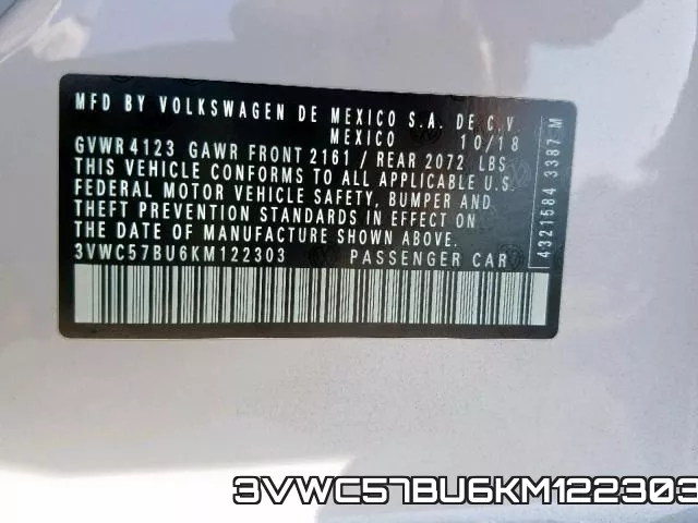 3VWC57BU6KM122303 фото 2