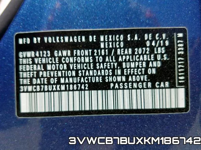 3VWCB7BUXKM186742 фото 2