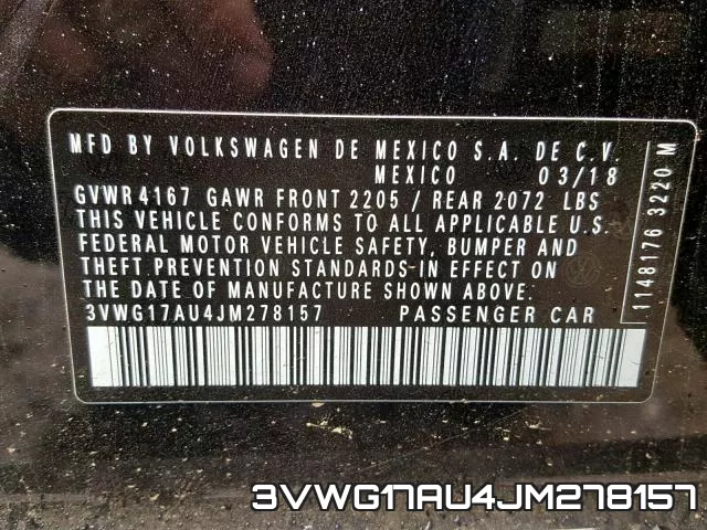 3VWG17AU4JM278157 фото 2