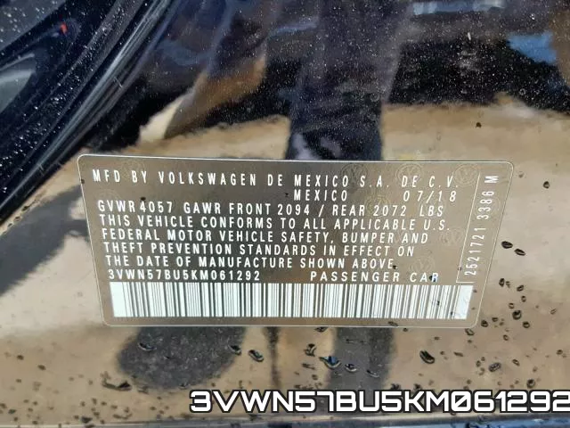 3VWN57BU5KM061292 фото 2
