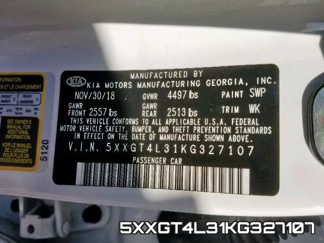 5XXGT4L31KG327107 фото 2