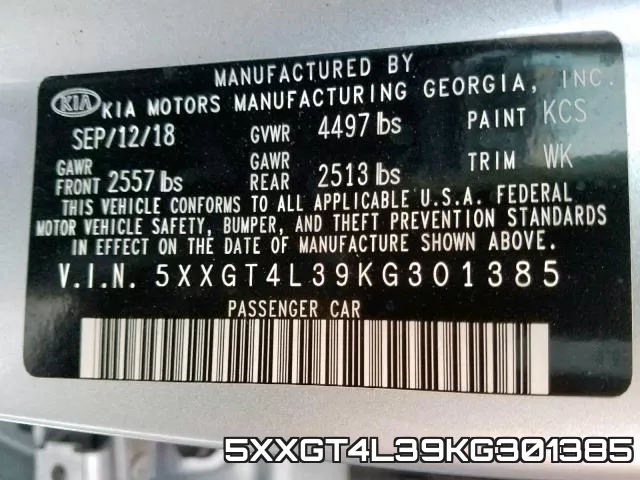 5XXGT4L39KG301385 фото 2