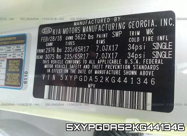 5XYPGDA52KG441346 фото 10