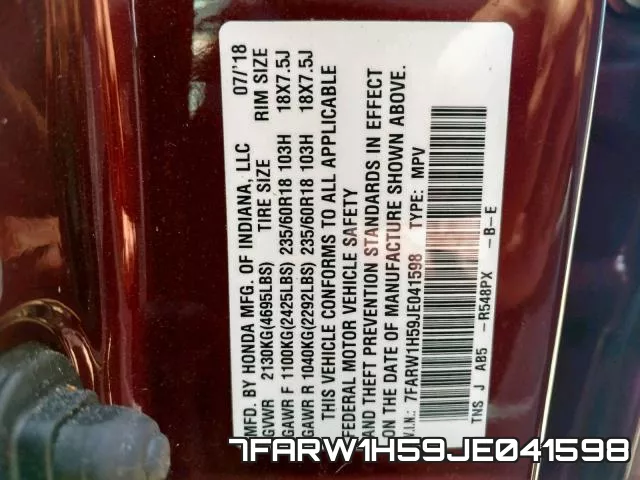 7FARW1H59JE041598 фото 2