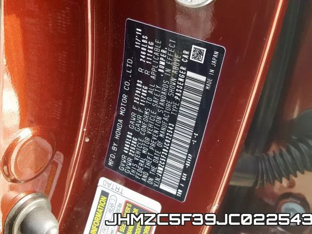 JHMZC5F39JC022543 фото 2