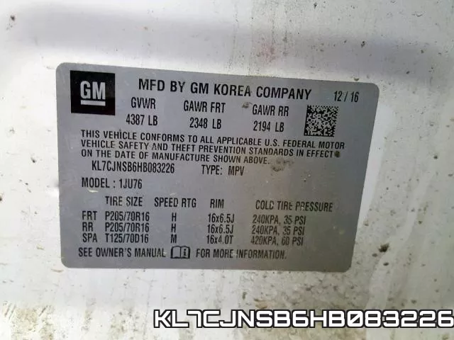 KL7CJNSB6HB083226 фото 2
