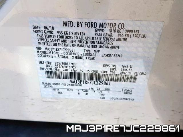 MAJ3P1RE7JC229861 фото 2