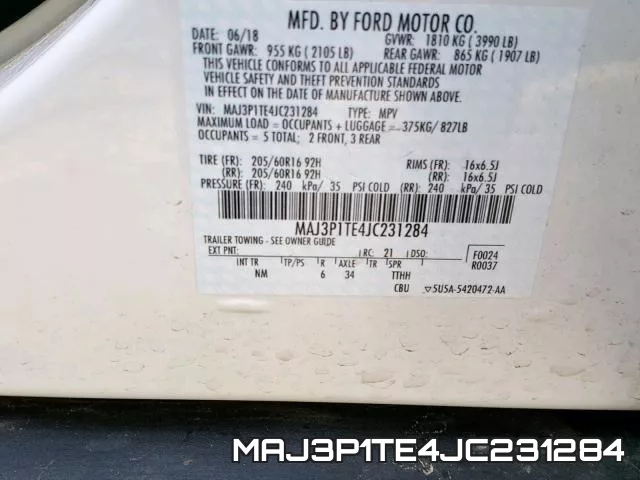 MAJ3P1TE4JC231284 фото 2