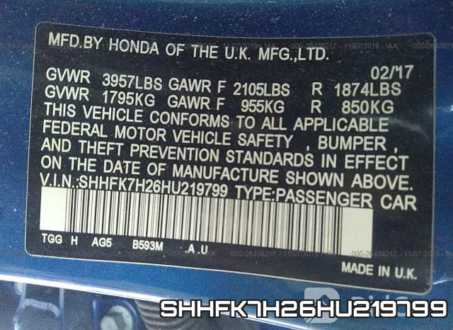 SHHFK7H26HU219799 фото 10