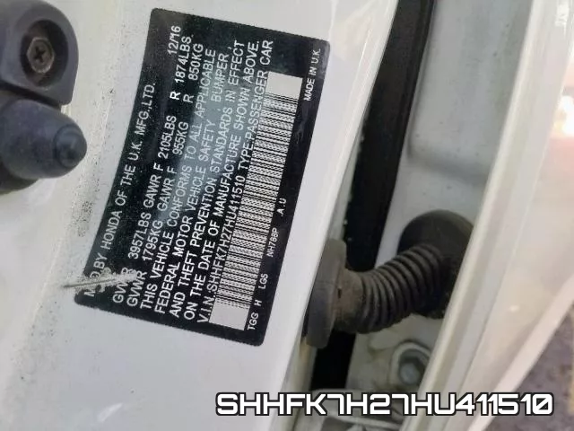 SHHFK7H27HU411510 фото 2