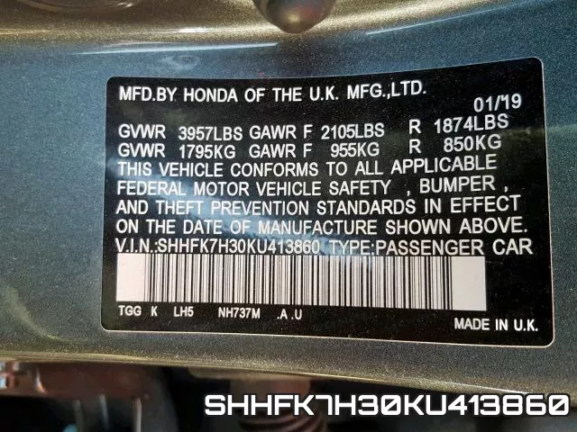 SHHFK7H30KU413860 фото 2