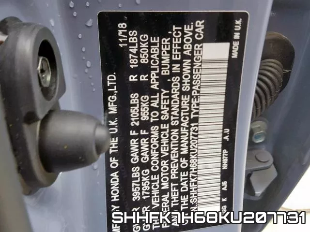 SHHFK7H68KU207731 фото 2