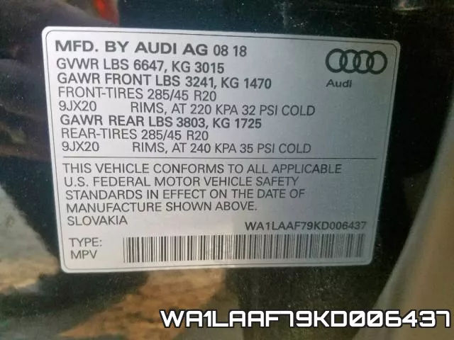WA1LAAF79KD006437 фото 2