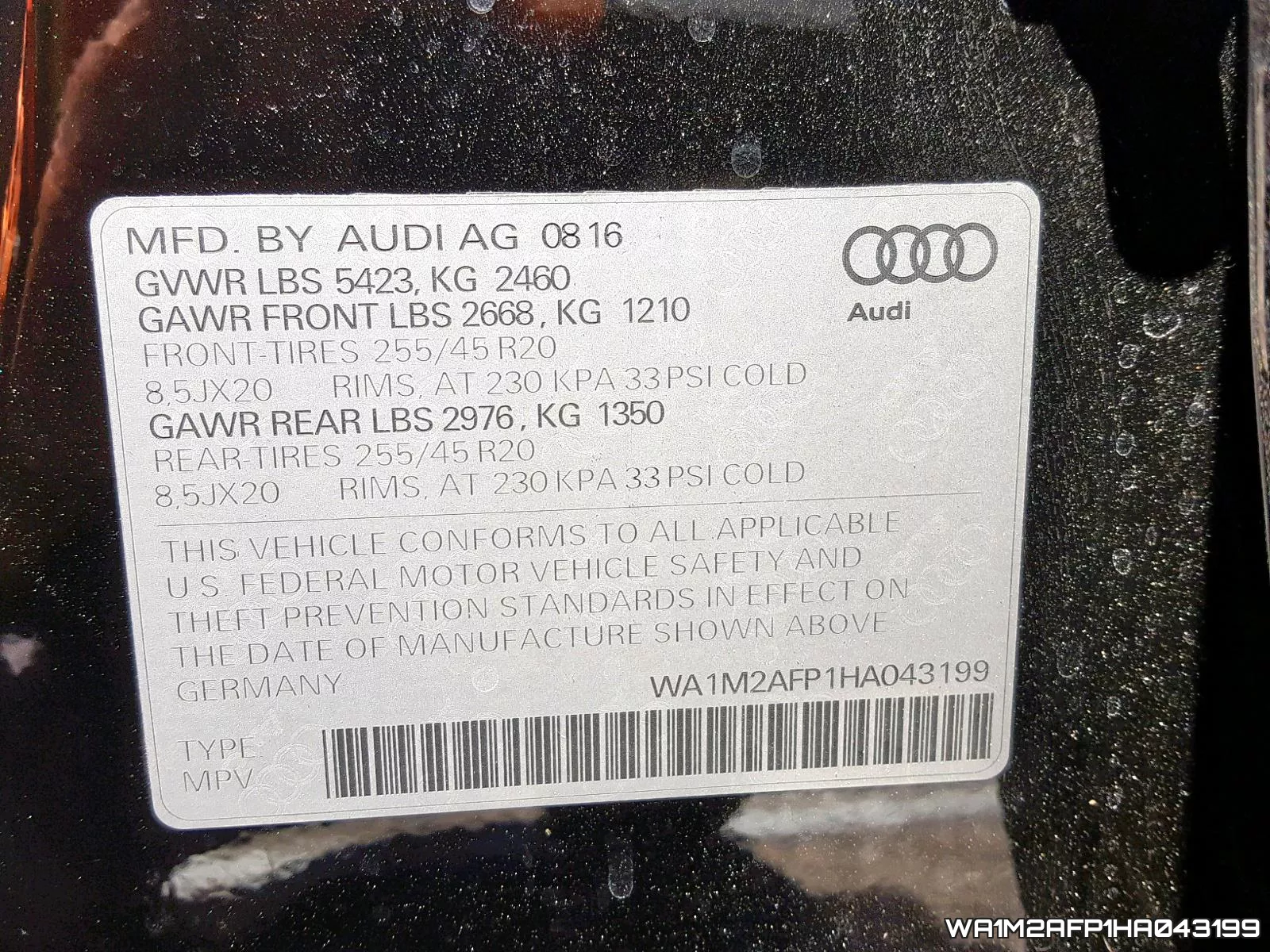 WA1M2AFP1HA043199 фото 2