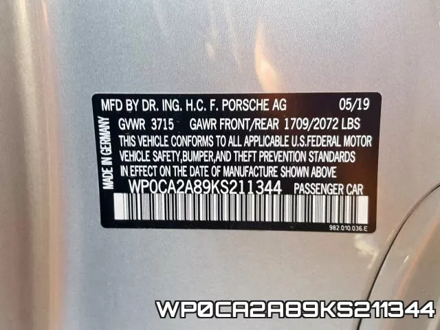 WP0CA2A89KS211344 фото 2