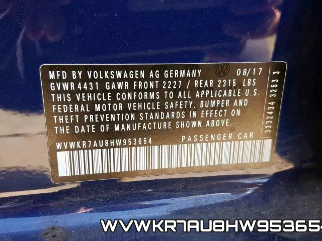 WVWKR7AU8HW953654 фото 2