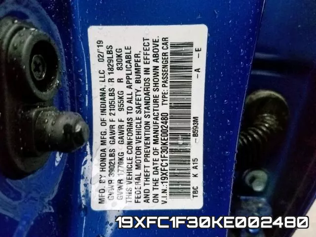 19XFC1F30KE002480 фото 2