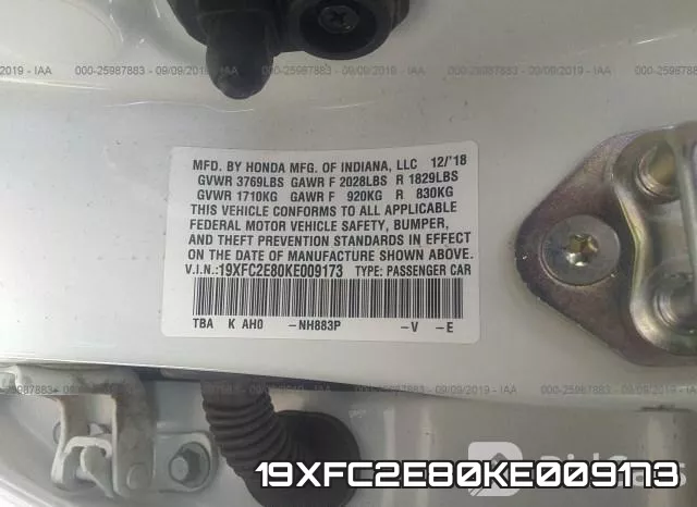 19XFC2E80KE009173 фото 10