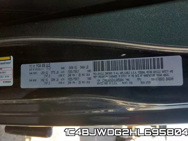 1C4BJWDG2HL695804 фото 2