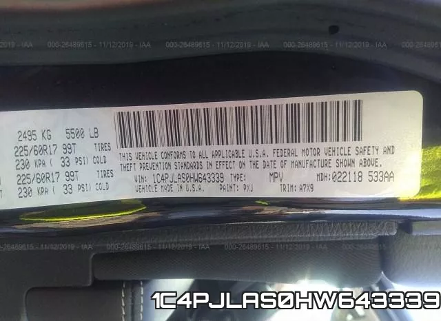 1C4PJLAS0HW643339 фото 9