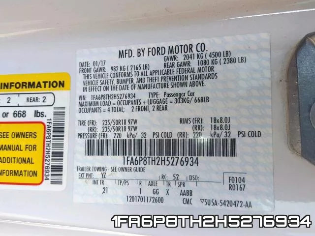 1FA6P8TH2H5276934 фото 2