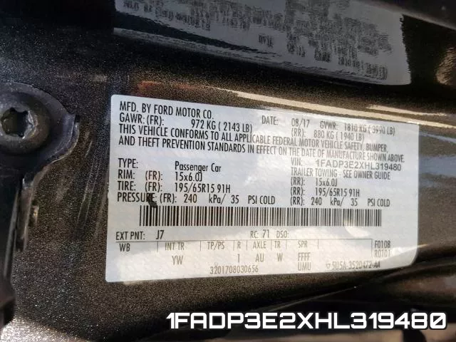 1FADP3E2XHL319480 фото 2