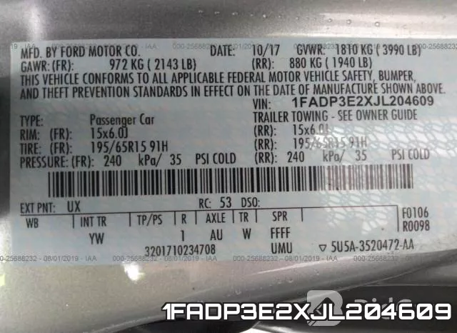 1FADP3E2XJL204609 фото 10