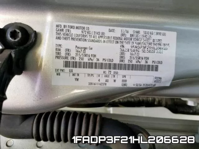 1FADP3F21HL206628 фото 2