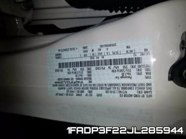 1FADP3F22JL285944 фото 2