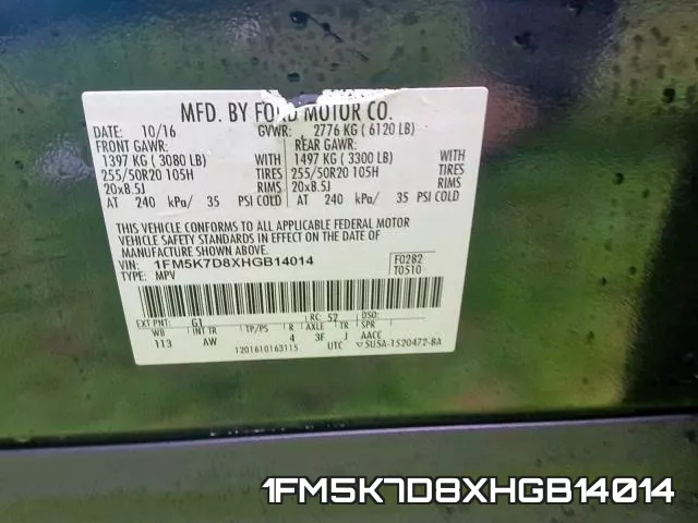 1FM5K7D8XHGB14014 фото 2