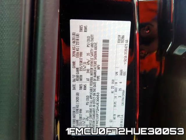 1FMCU0F72HUE30053 фото 2