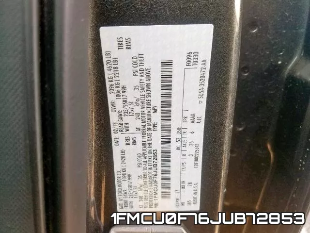 1FMCU0F76JUB72853 фото 2