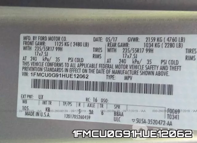1FMCU0G91HUE12062 фото 10