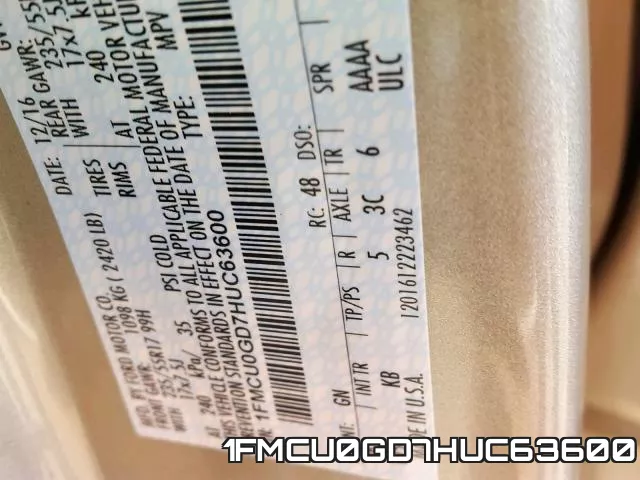 1FMCU0GD7HUC63600 фото 2