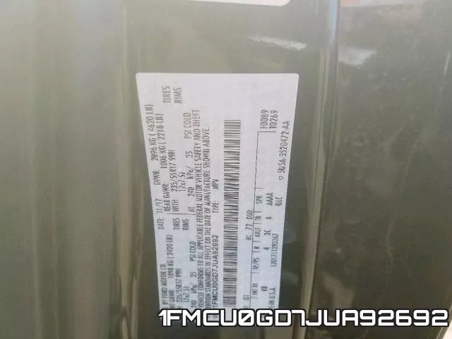 1FMCU0GD7JUA92692 фото 2