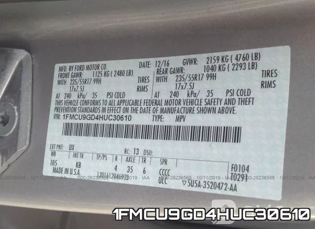 1FMCU9GD4HUC30610 фото 10