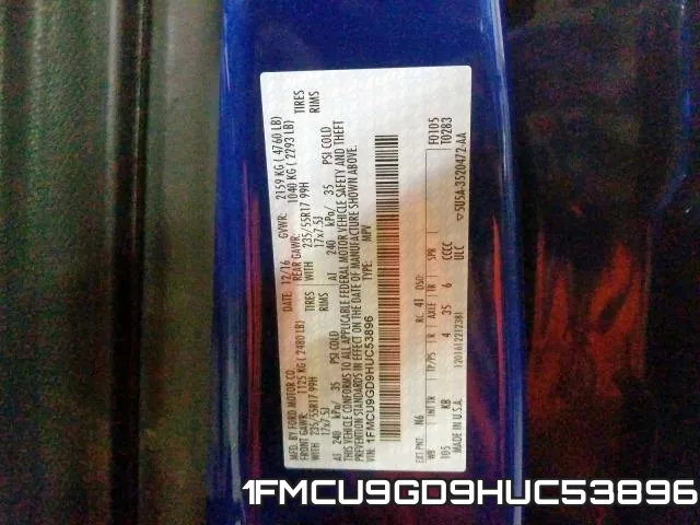 1FMCU9GD9HUC53896 фото 2