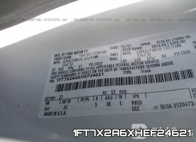 1FT7X2A6XHEF24621 фото 10