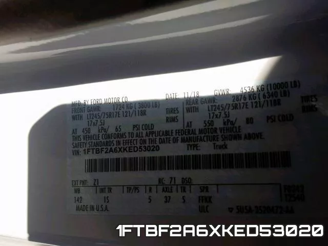 1FTBF2A6XKED53020 фото 2