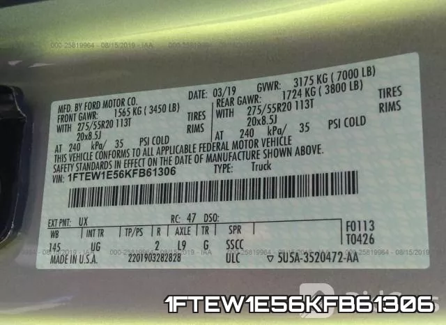 1FTEW1E56KFB61306 фото 10