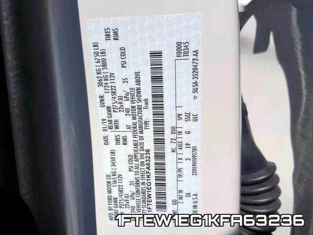1FTEW1EG1KFA63236 фото 2