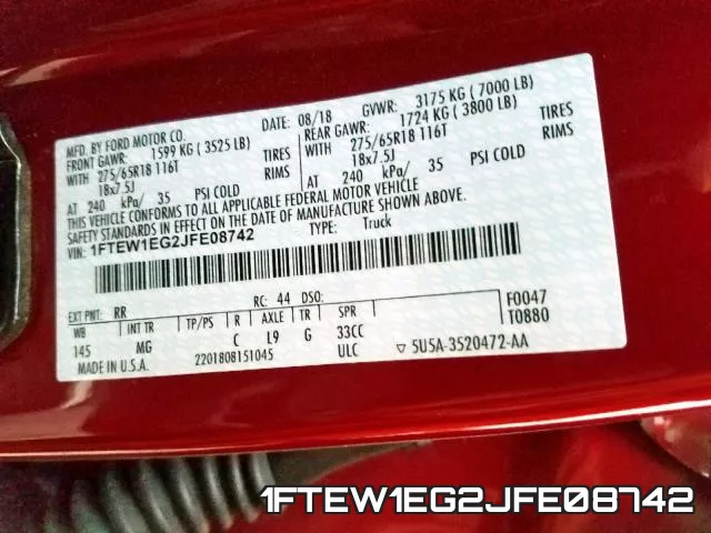 1FTEW1EG2JFE08742 фото 2