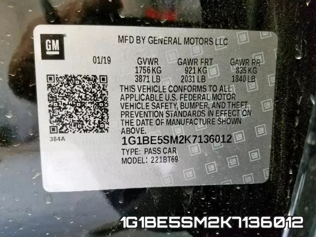 1G1BE5SM2K7136012 фото 2