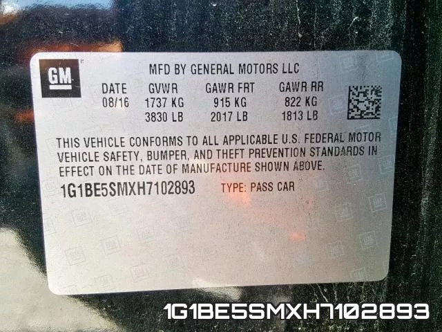 1G1BE5SMXH7102893 фото 2