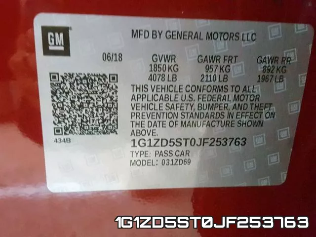 1G1ZD5ST0JF253763 фото 2